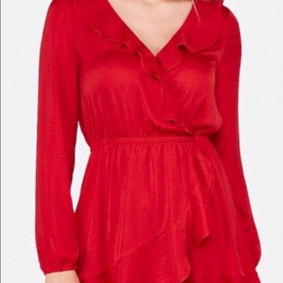 Express Red Ruffle Dress - Picture 4 of 4
